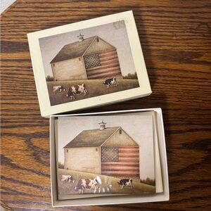 Set of 12 Rustic Barn and Cow Themed Notecard Set